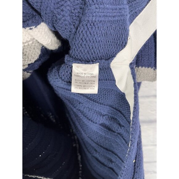 PUBLIC SCHOOL NEW YORK Women's Navy Cable Knit Varsity Sweater Medium - Picture 4 of 5